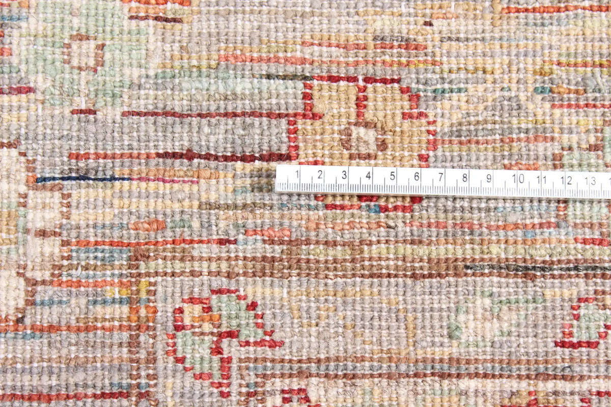 Afghan Rug with Red Rosettes & Ornamental Border, 295 × 247 cm, view 9.