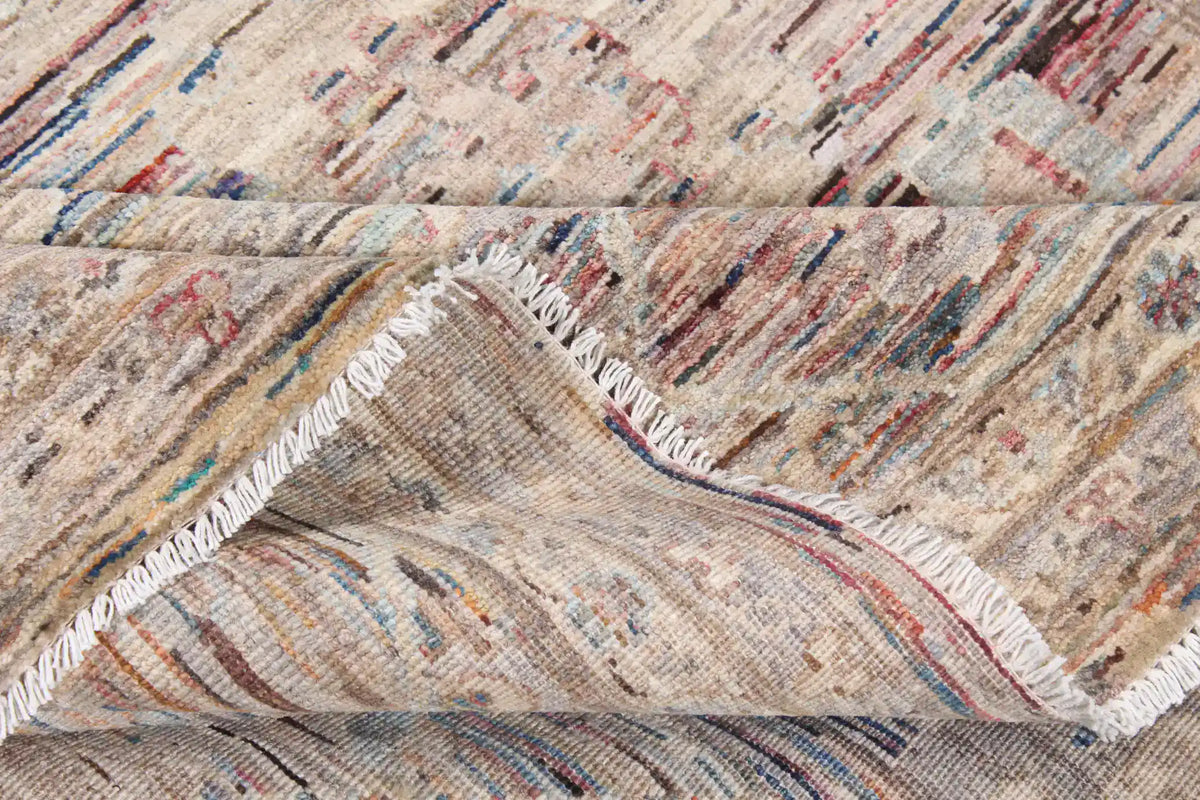 Grauer Orientteppich mit cremefarbenen und roten Blüten, 353 × 273 cm – Ansicht 9 des handgeknüpften Wollteppichs