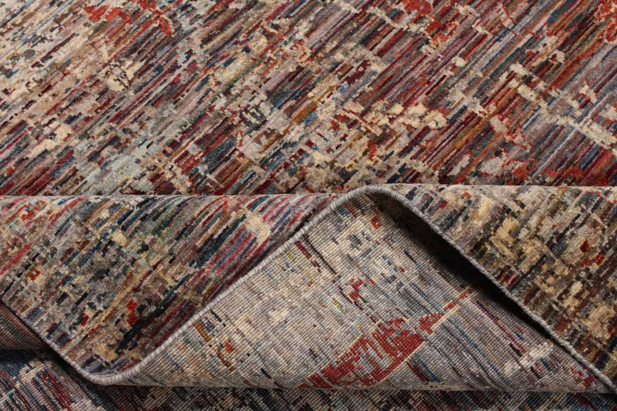 Brown Wool Rug with Abstract Vine Motifs, 296 × 245 cm, view 9.