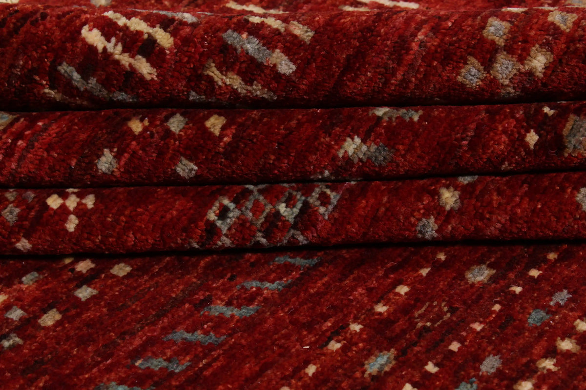 Roter Berjasta-Teppich mit hellen Querlinien, 416 × 316 cm – Ansicht 9 des handgeknüpften Wollteppichs