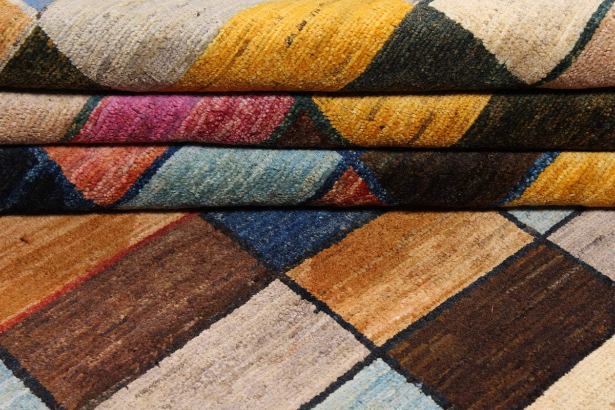 Bunter Orientteppich mit Schachbrettmuster, 296 × 236 cm – Produktansicht 10