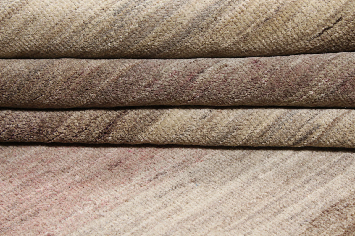 Beiger Wollteppich mit braunen Querstreifen, 317 × 232 cm – Produktansicht 9