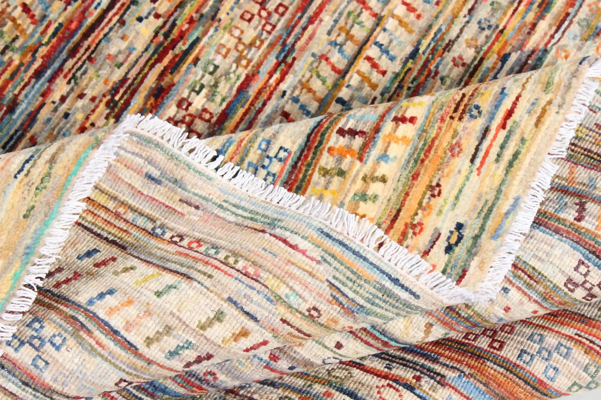 Multicolor Berjasta Rug with Fine Horizontal Stripes, 295 × 251 cm, view 9.