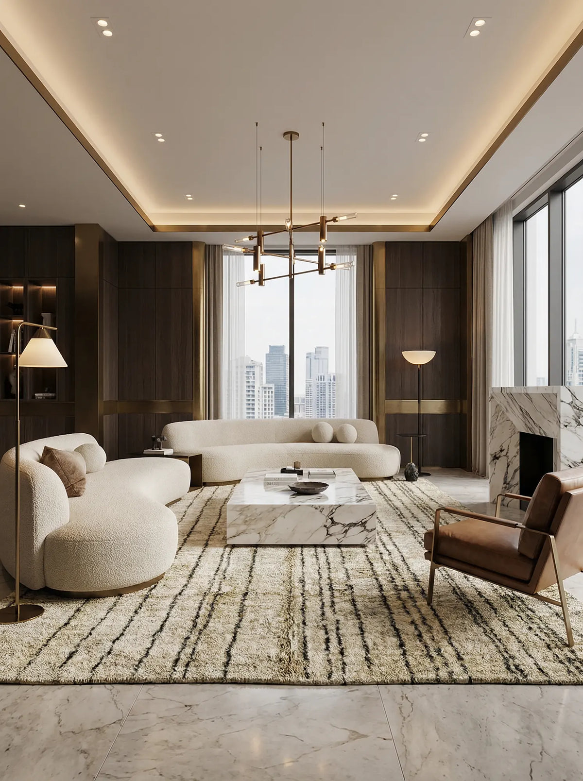 Beni Ourain wool rug, beige ground with fine dark vertical lines, product view 4