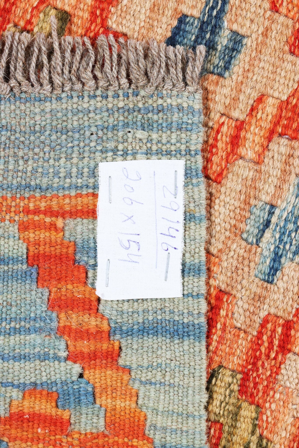 Red Fine Diamond Grid Kilim Rug, 206 × 154 cm — view 7