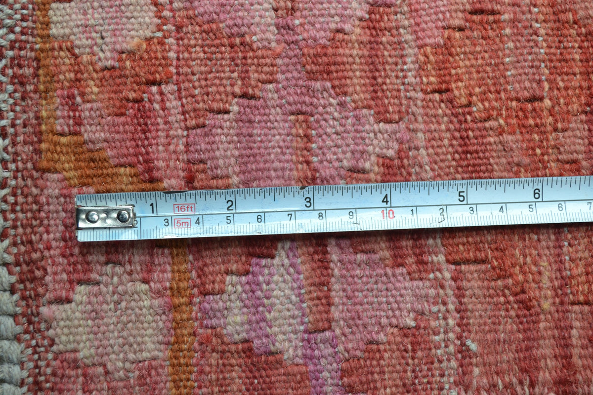 Pink and Red Diamond Line Kilim Rug, 284 × 207 cm — view 9