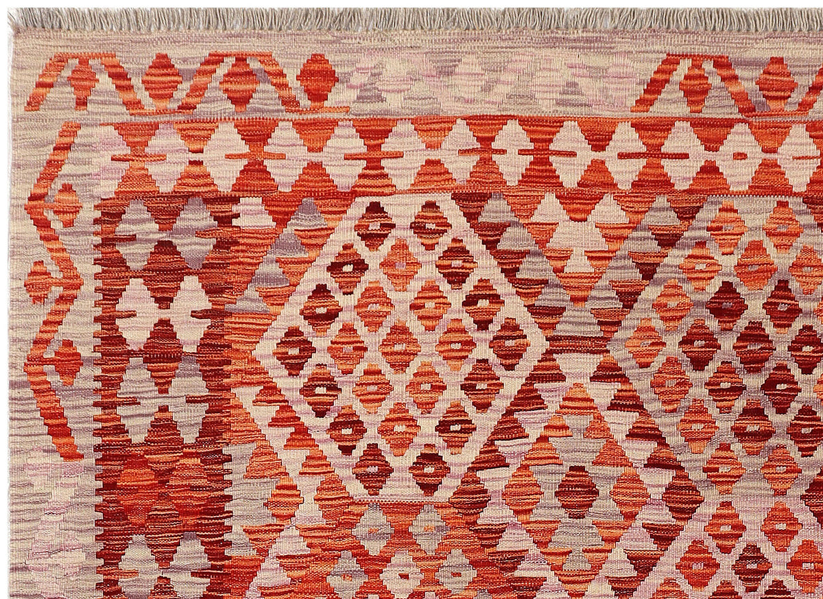 Red Kilim Rug with Fine Light Diamonds, 295 × 205 cm — view 6