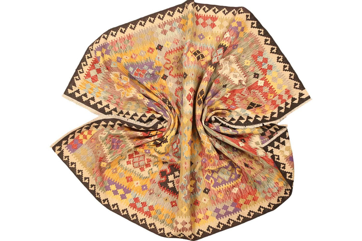 Multicolor Geometric Panel Kilim Rug, 289 × 202 cm — view 10