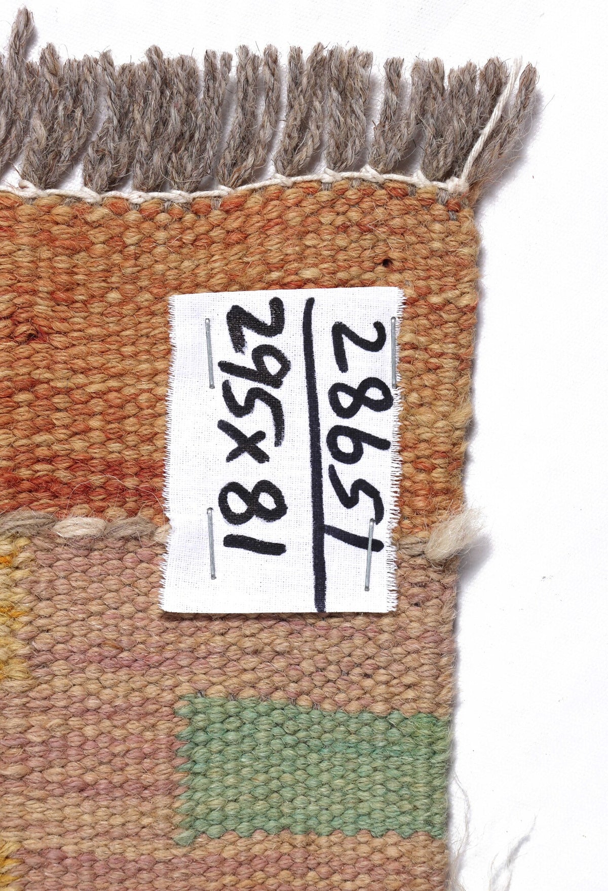 Kelim Läufer Beige mit pastellfarbener Rautenkette – 295 × 81 cm – Detailansicht 6