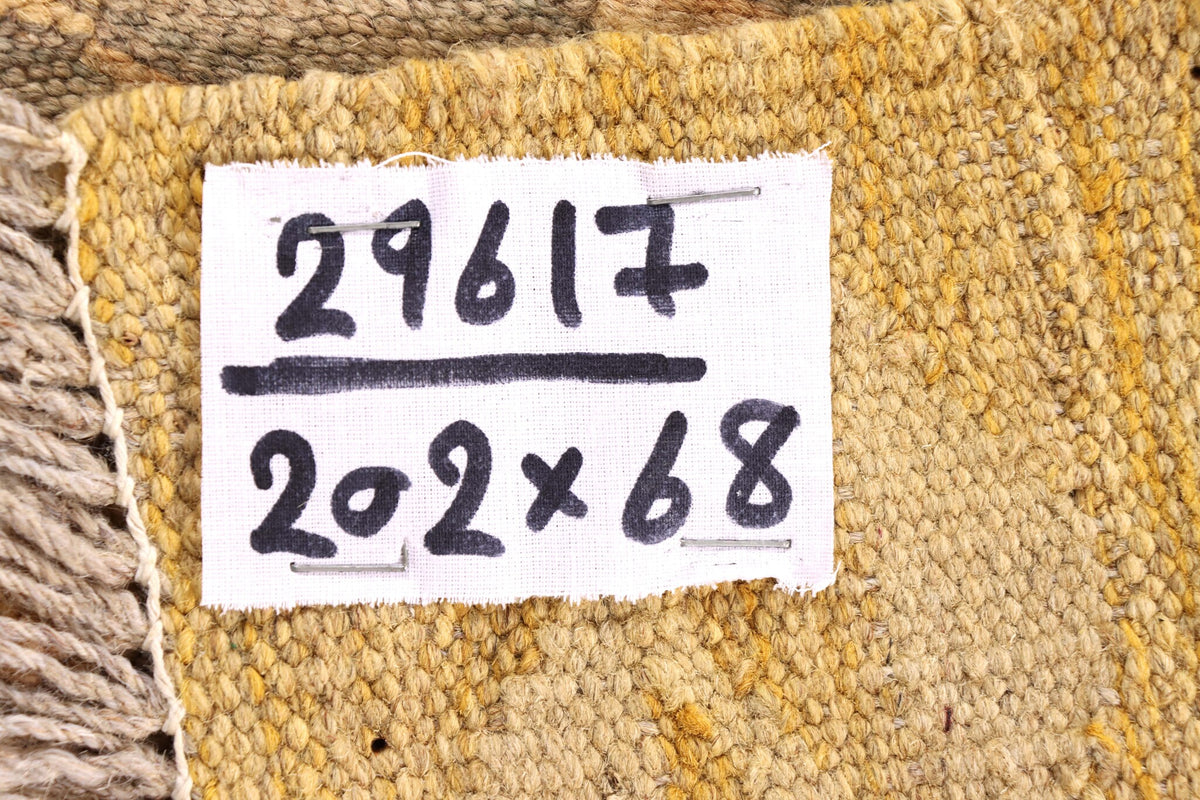 Yellow and Pink Pastel Kilim Runner, 202 × 68 cm — detail 4