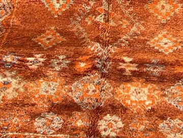 Vintage Berberteppich Orange mit hellen Motivbändern – 345 × 170 cm – Originaldetail 2