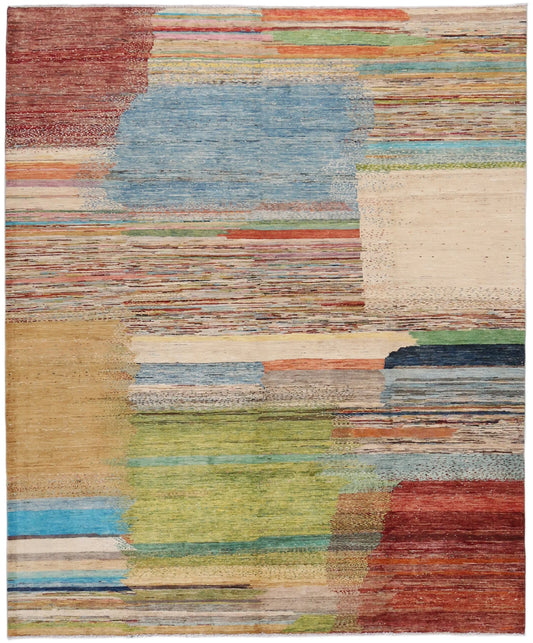 Orientteppich mit abstrakten Pastellflächen, 300 × 250 cm – Gesamtansicht