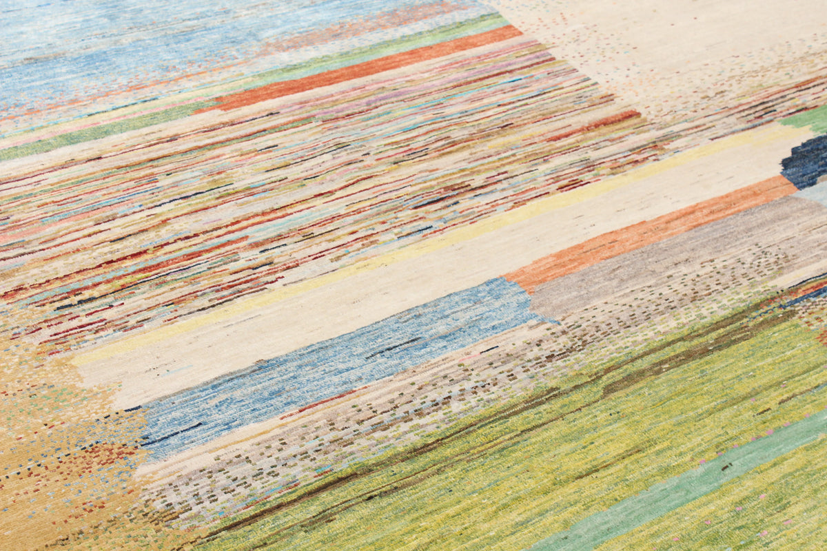 Afghan Rug with Abstract Pastel Blocks, 300 × 250 cm, view 4.