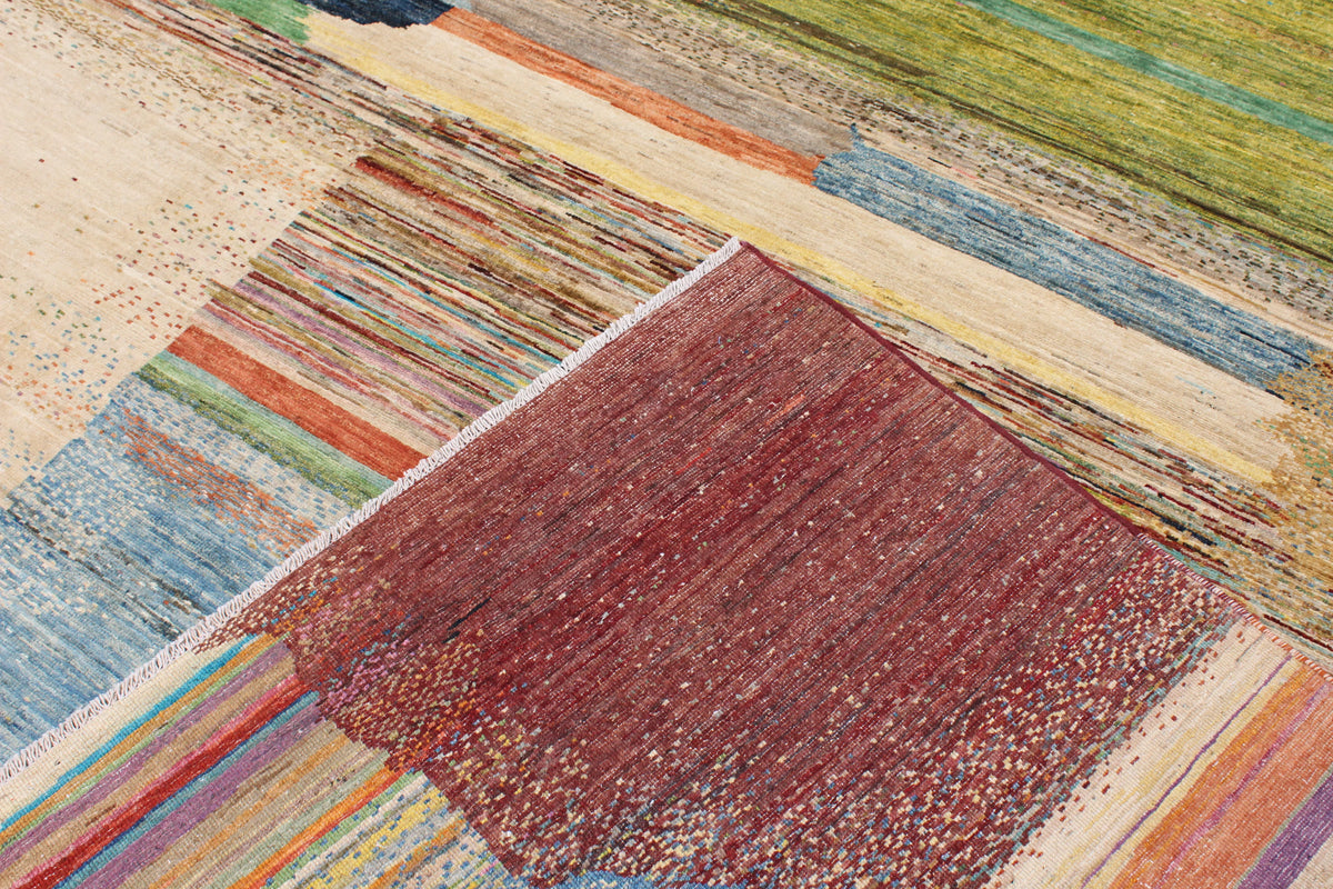 Afghan Rug with Abstract Pastel Blocks, 300 × 250 cm, view 5.