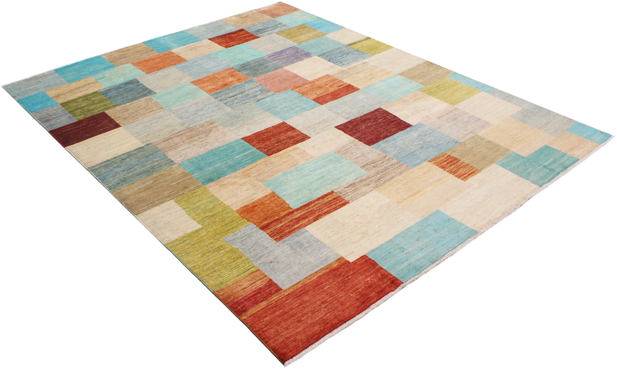 Gabbeh-Teppich mit bunten Rechtecken, 299 × 248 cm – Produktansicht 3