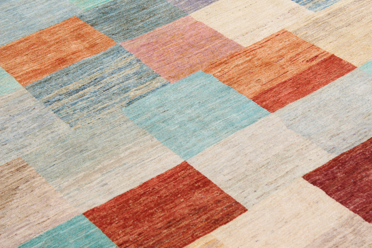 Gabbeh-Teppich mit bunten Rechtecken, 299 × 248 cm – Produktansicht 4