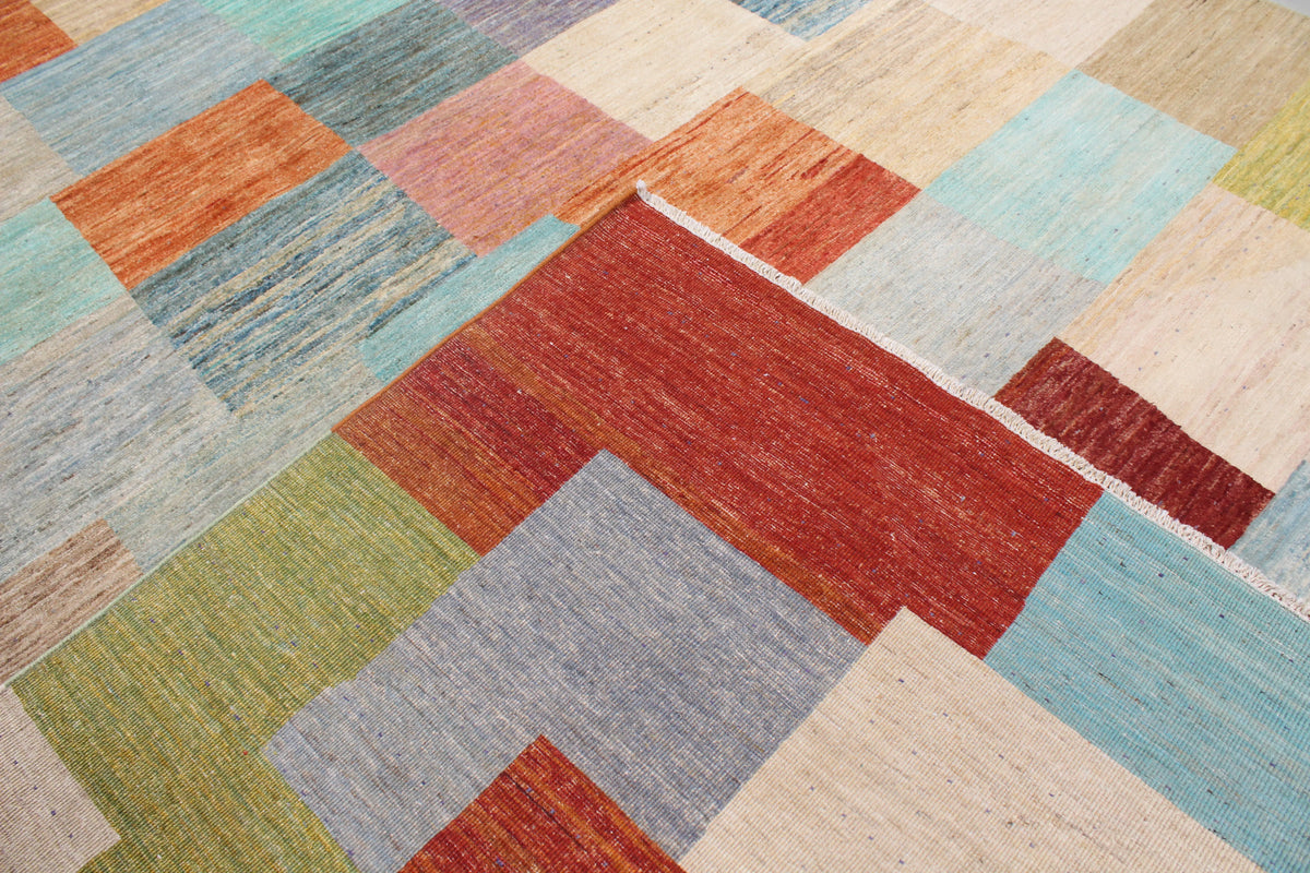 Gabbeh-Teppich mit bunten Rechtecken, 299 × 248 cm – Produktansicht 5