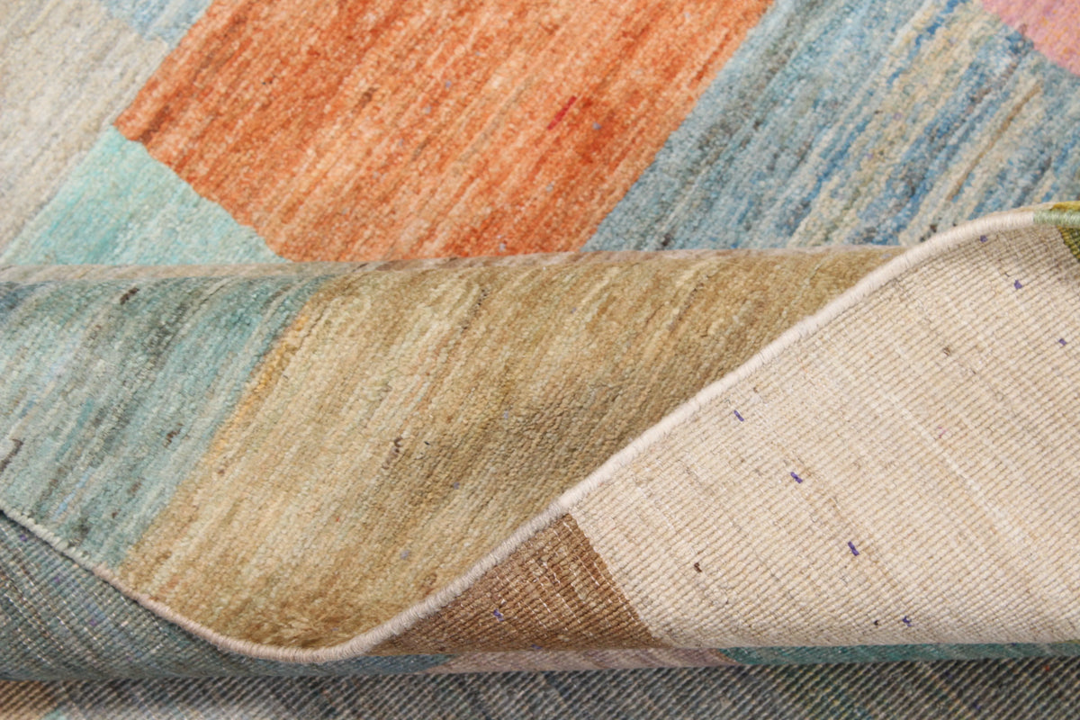 Gabbeh-Teppich mit bunten Rechtecken, 299 × 248 cm – Produktansicht 7