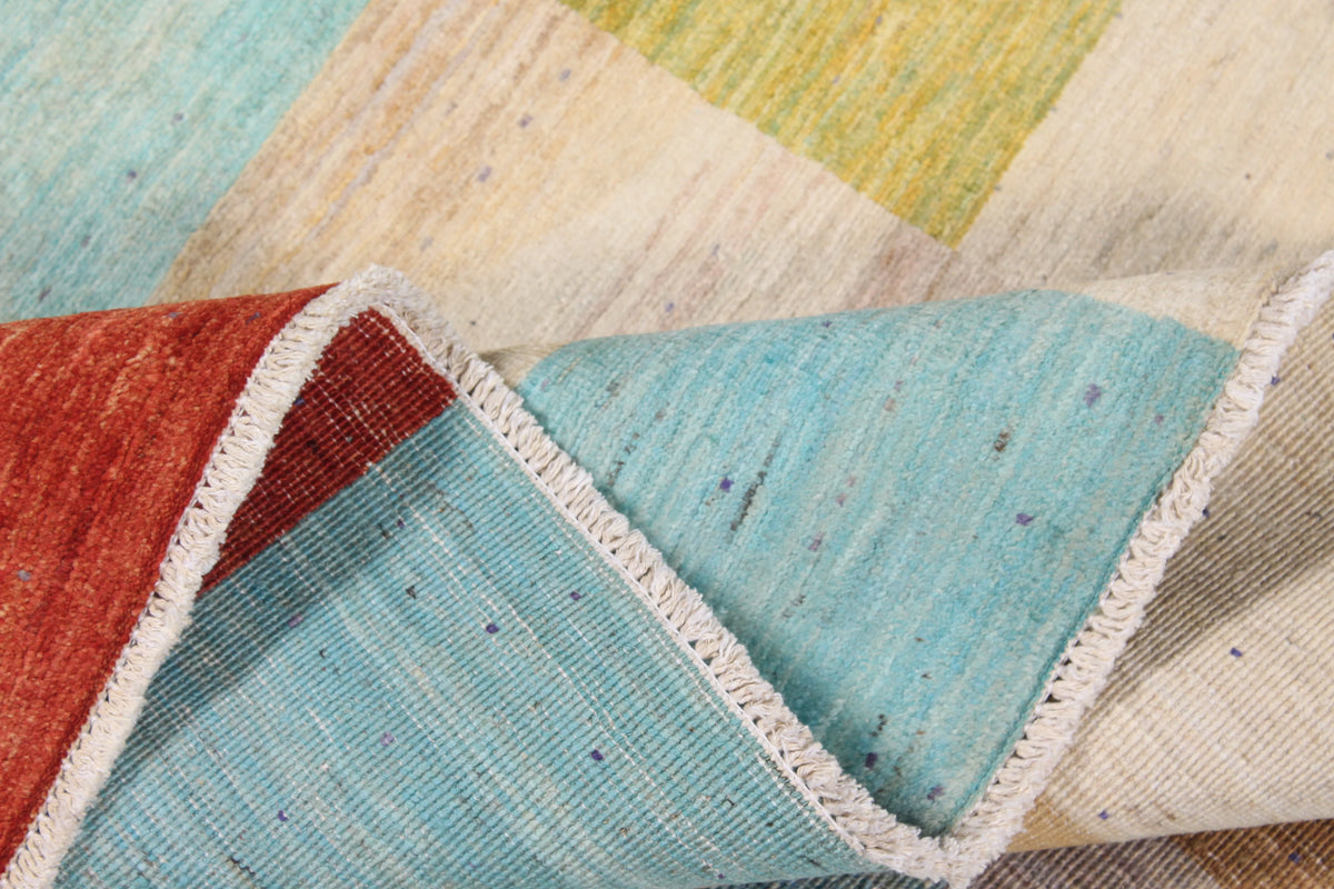 Gabbeh-Teppich mit bunten Rechtecken, 299 × 248 cm – Produktansicht 8