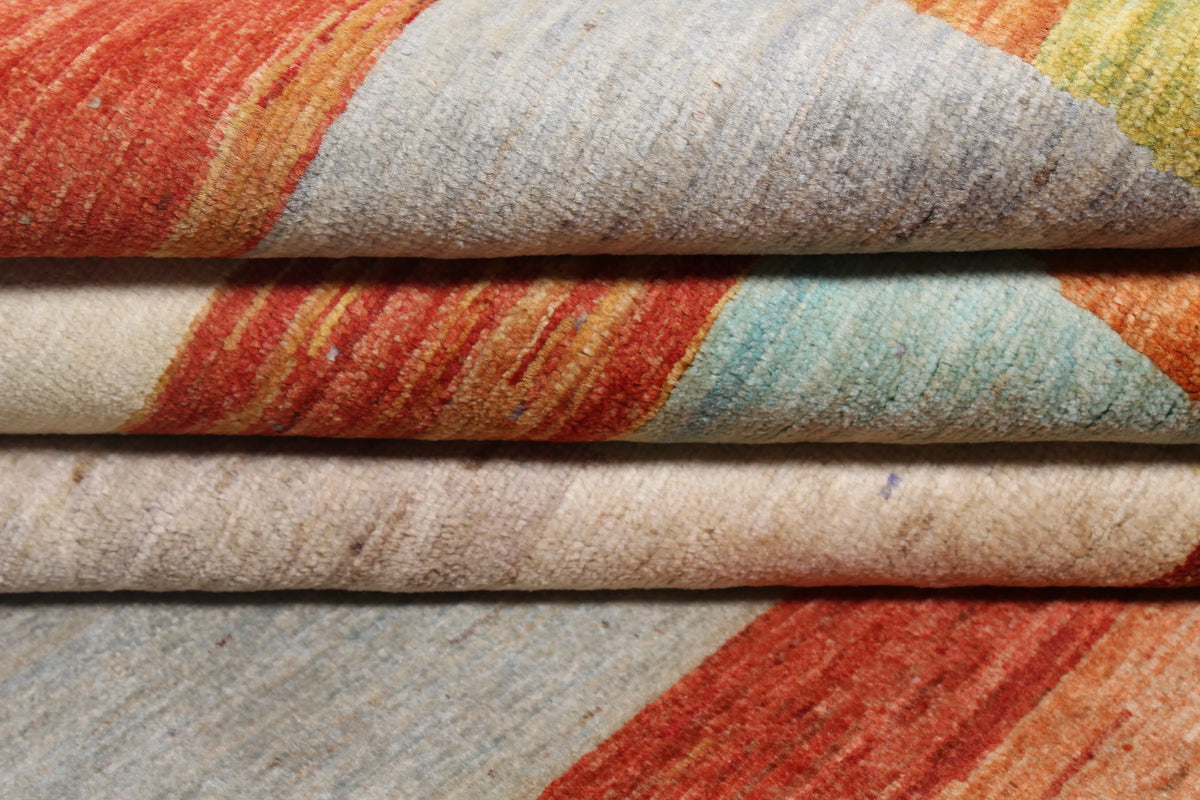 Gabbeh-Teppich mit bunten Rechtecken, 299 × 248 cm – Produktansicht 9