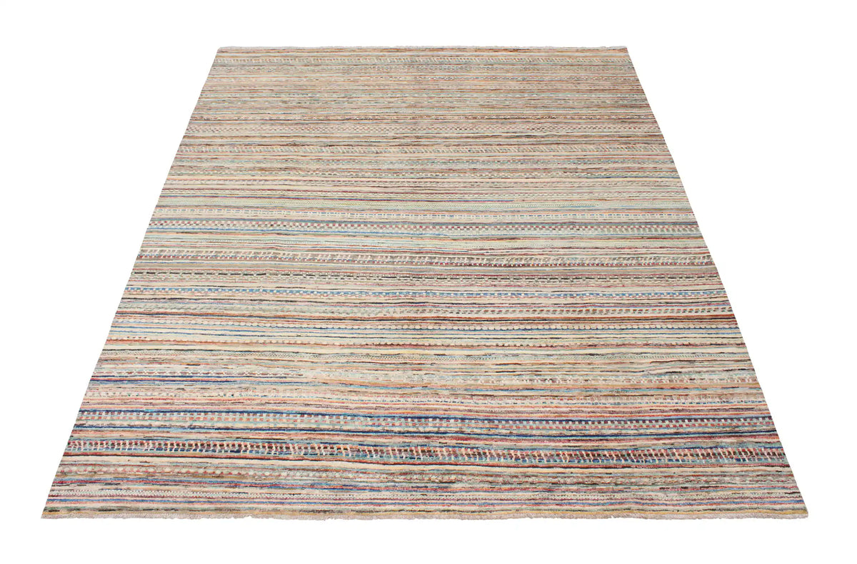 Berjasta Rug with Fine Multicolor Horizontal Stripes, 292 × 236 cm, view 2.