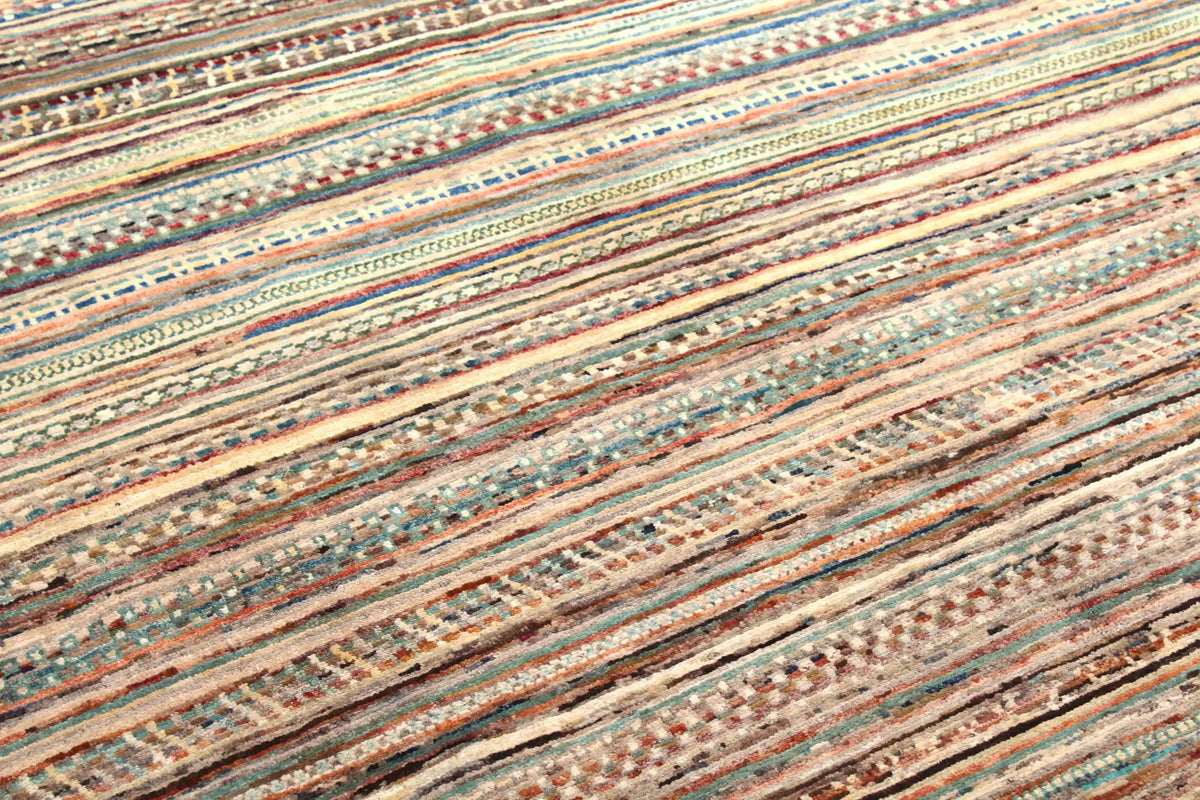 Berjasta Rug with Fine Multicolor Horizontal Stripes, 292 × 236 cm, view 4.