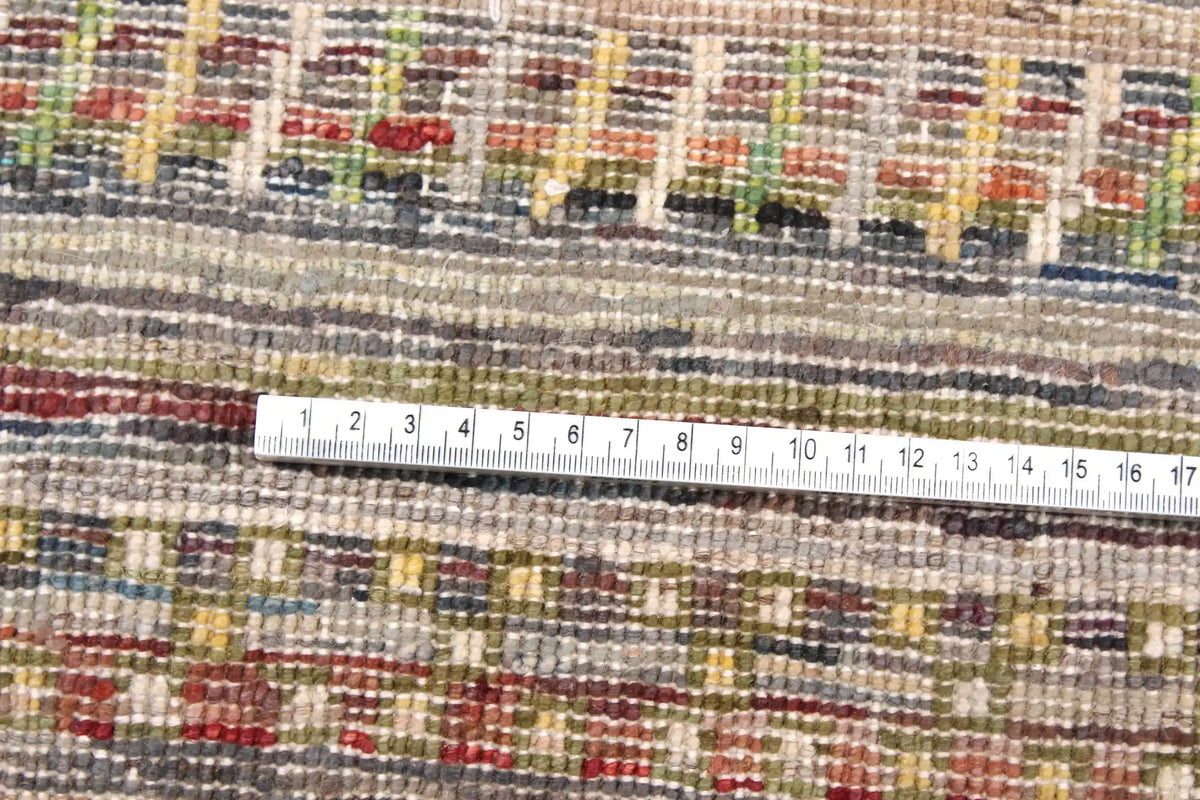 Berjasta Rug with Fine Multicolor Horizontal Stripes, 292 × 236 cm, view 8.