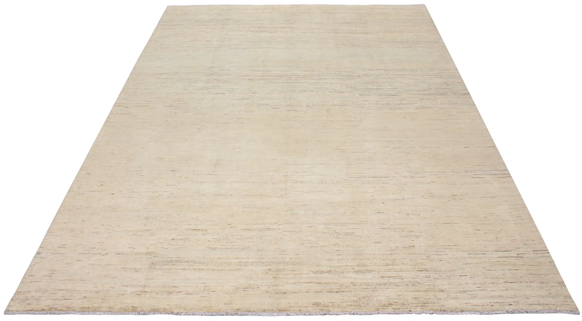 Heller Wollteppich mit cremefarbener Melierung, 386 × 298 cm – Ansicht 2 des handgeknüpften Wollteppichs