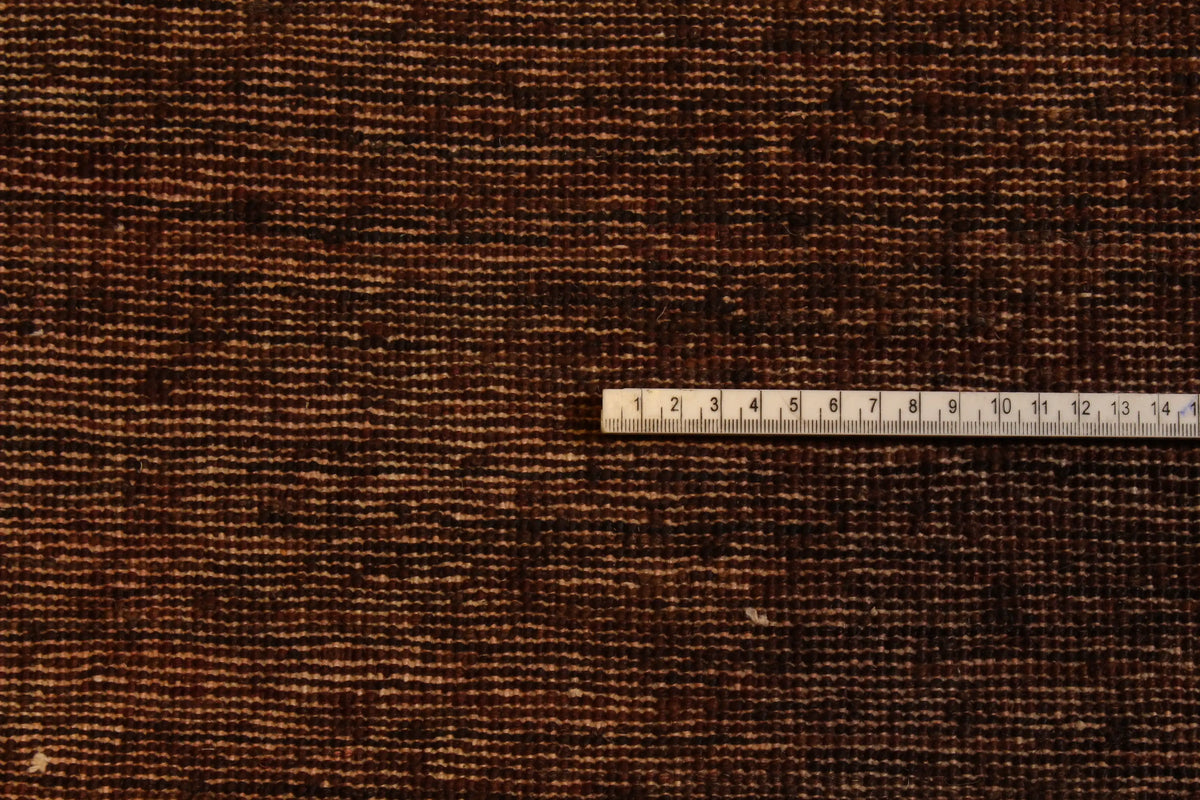 Rust Brown Wool Rug with Subtle Stripes, 367 × 297 cm, view 7.