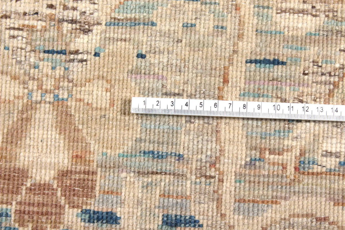 Orientteppich mit langen Blattmotiven in Blau und Creme, 308 × 250 cm – Ansicht 7 des handgeknüpften Wollteppichs
