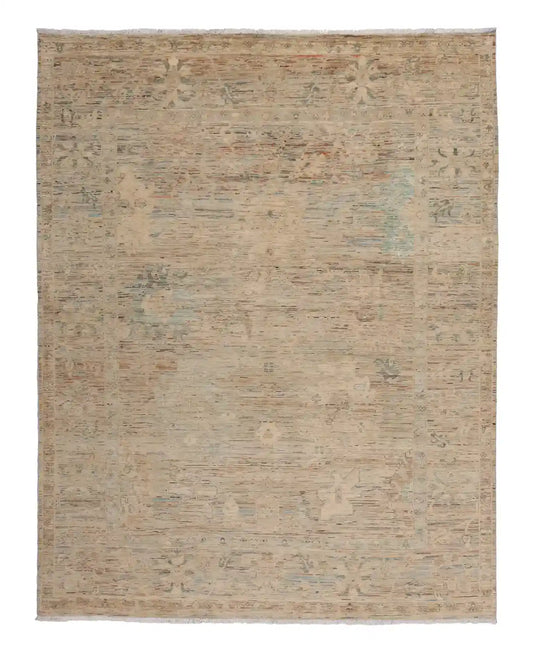 Beiger Orientteppich mit grünen Rosetten, 300 × 247 cm – Gesamtansicht