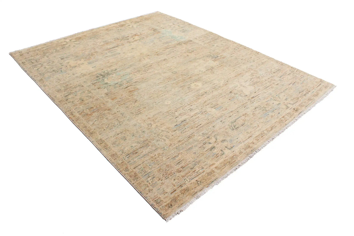 Beiger Orientteppich mit grünen Rosetten, 300 × 247 cm – Ansicht 3 des handgeknüpften Wollteppichs