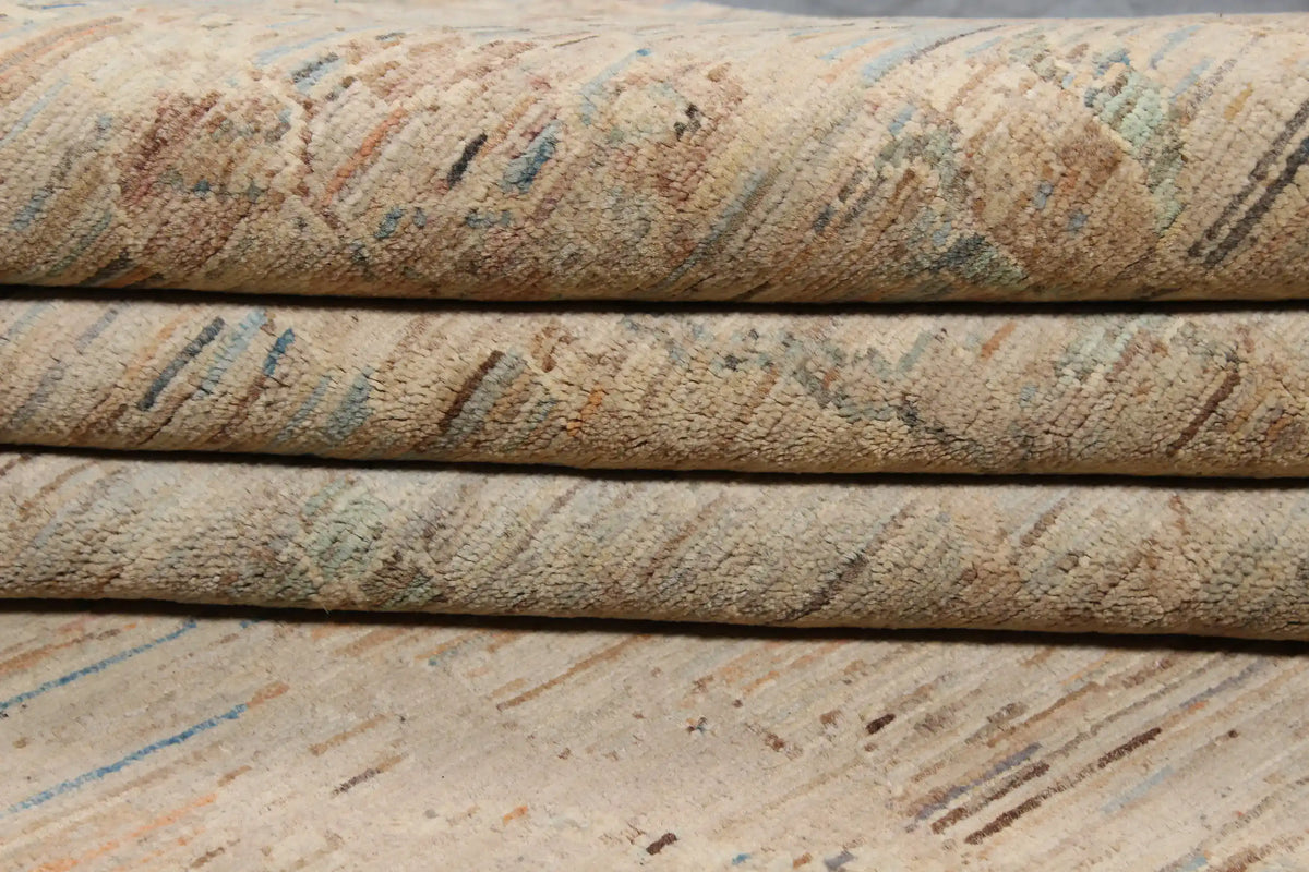 Beiger Orientteppich mit grünen Rosetten, 300 × 247 cm – Ansicht 4 des handgeknüpften Wollteppichs
