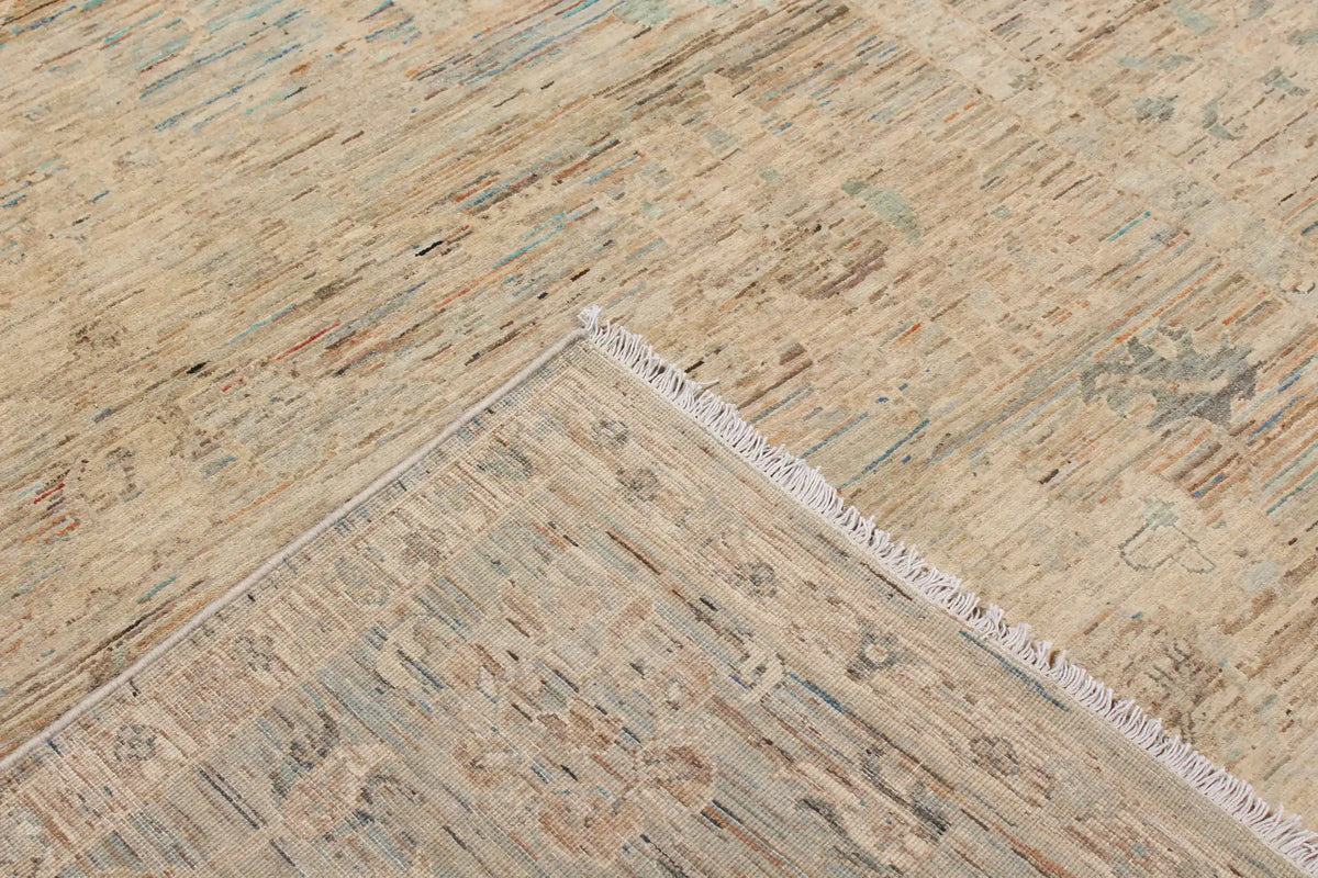 Beiger Orientteppich mit grünen Rosetten, 300 × 247 cm – Ansicht 6 des handgeknüpften Wollteppichs