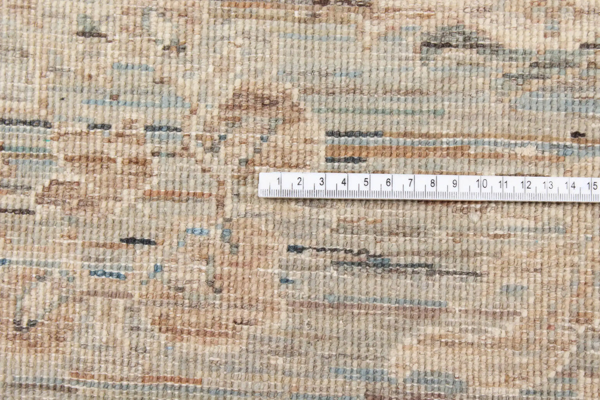 Beiger Orientteppich mit grünen Rosetten, 300 × 247 cm – Ansicht 7 des handgeknüpften Wollteppichs