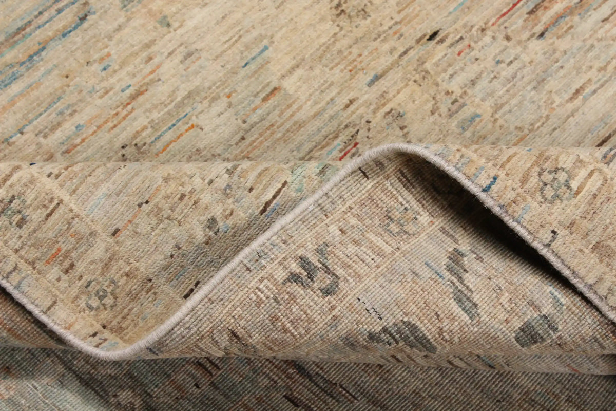 Beiger Orientteppich mit grünen Rosetten, 300 × 247 cm – Ansicht 8 des handgeknüpften Wollteppichs