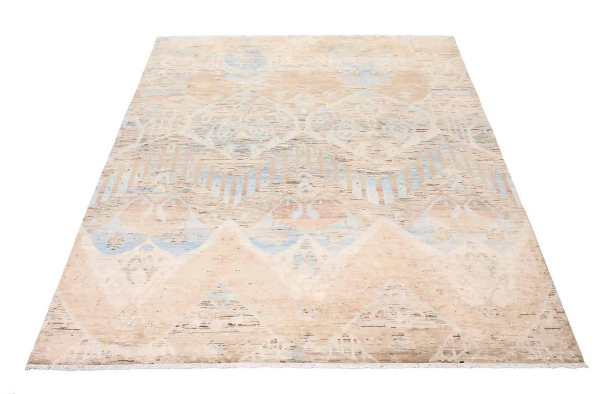 Afghan Rug with Large Sand & Blue Diamonds, 293 × 250 cm, view 2.