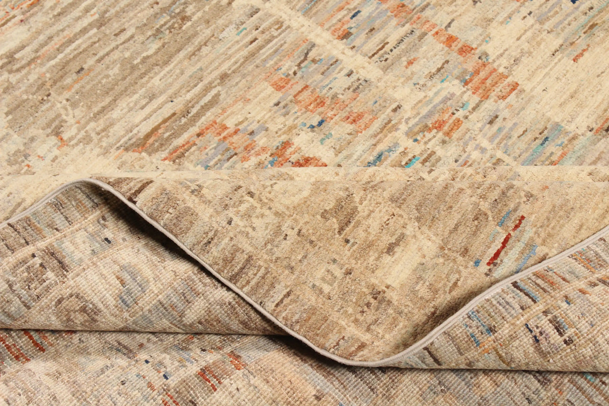 Beiger Orientteppich mit salbeigrünen Blüten, 402 × 296 cm – Ansicht 7 des handgeknüpften Wollteppichs