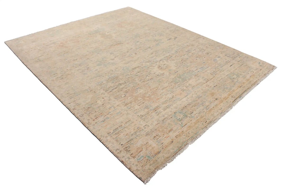 Sand Afghan Rug with Subtle Flowers, 303 × 248 cm, view 3.