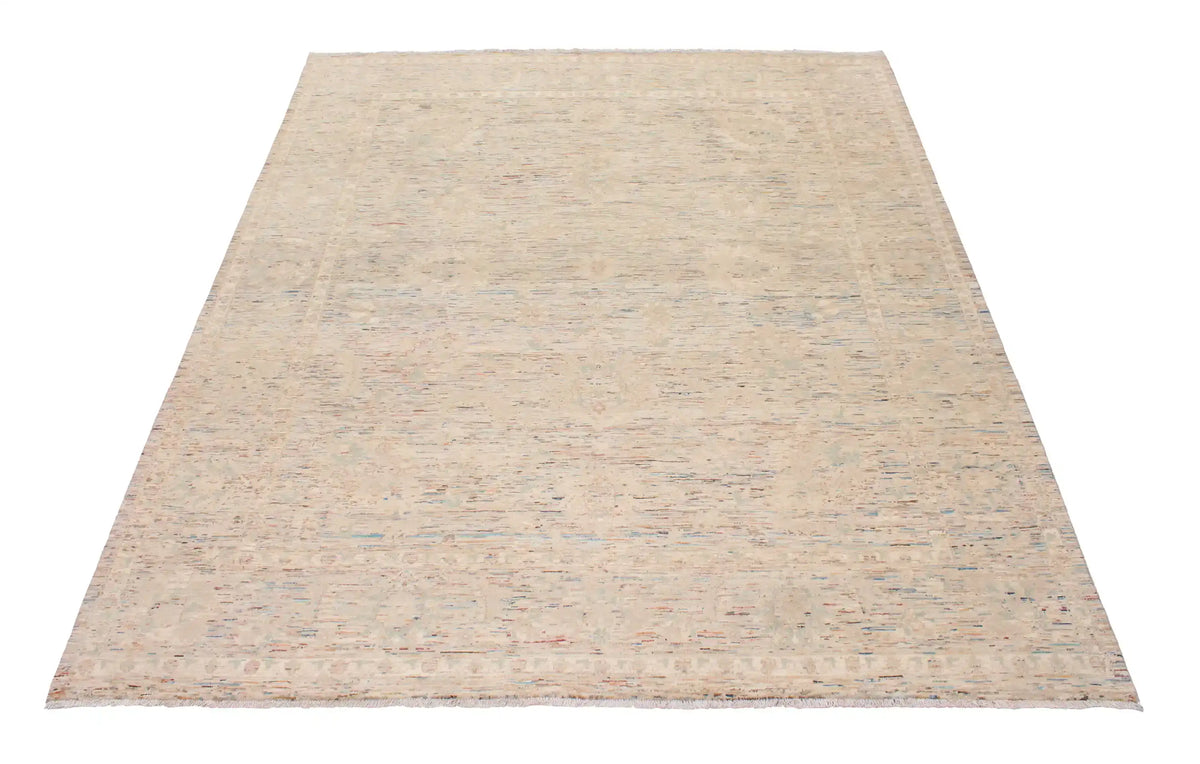 Light Afghan Rug with Fine Blue Patterning, 300 × 248 cm, view 2.