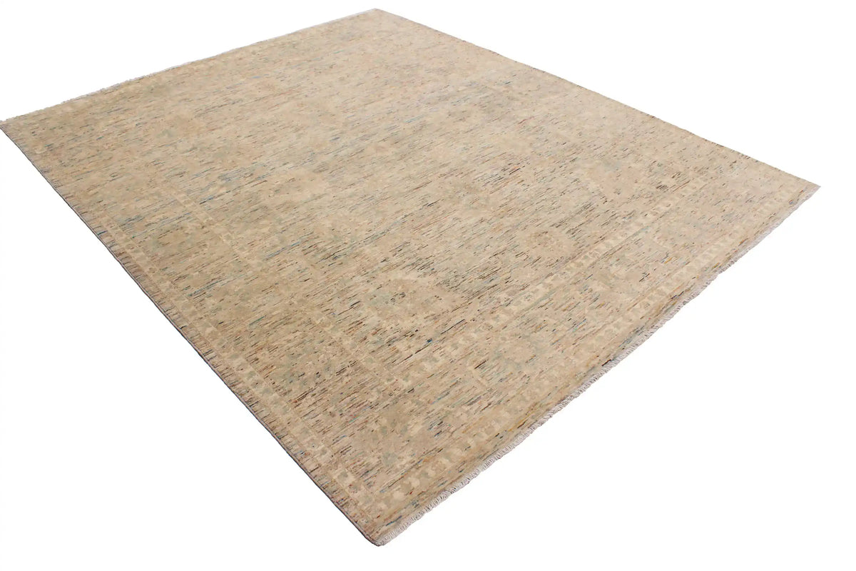 Light Afghan Rug with Fine Blue Patterning, 300 × 248 cm, view 3.