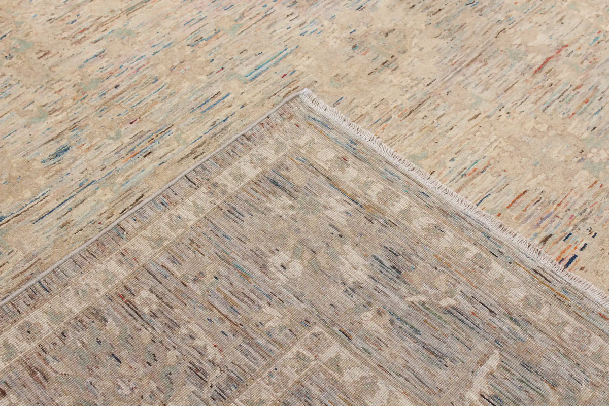 Light Afghan Rug with Fine Blue Patterning, 300 × 248 cm, view 5.