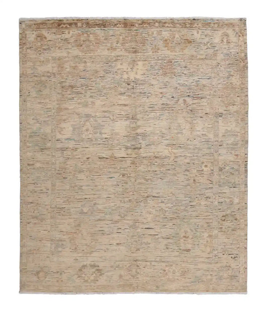 Beiger Orientteppich mit heller floraler Bordüre, 291 × 250 cm – Gesamtansicht