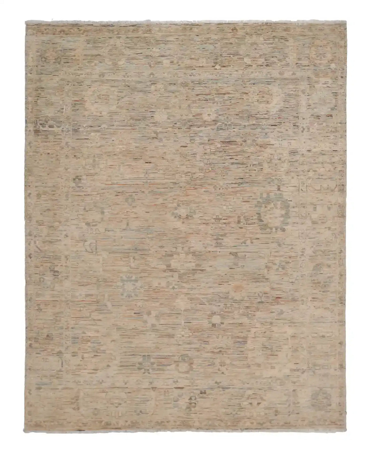 Sand Wool Rug with Delicate Floral Motifs, 311 × 250 cm, overall view.
