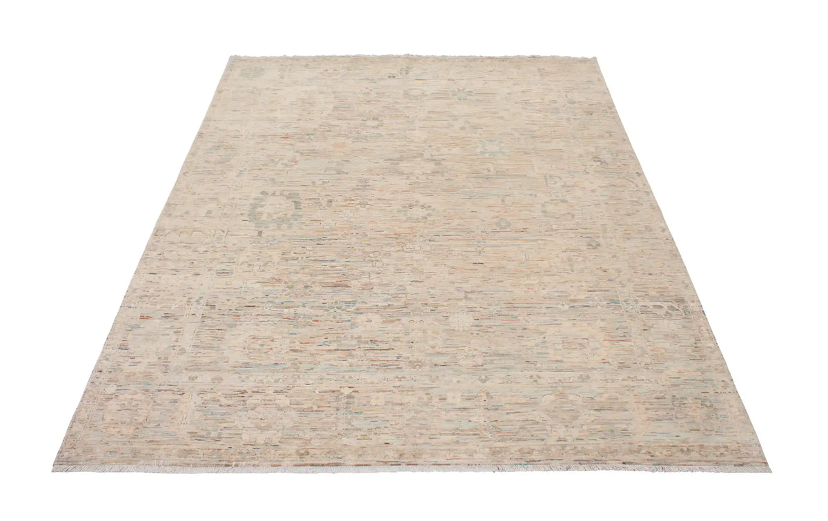 Sand Wool Rug with Delicate Floral Motifs, 311 × 250 cm, view 2.