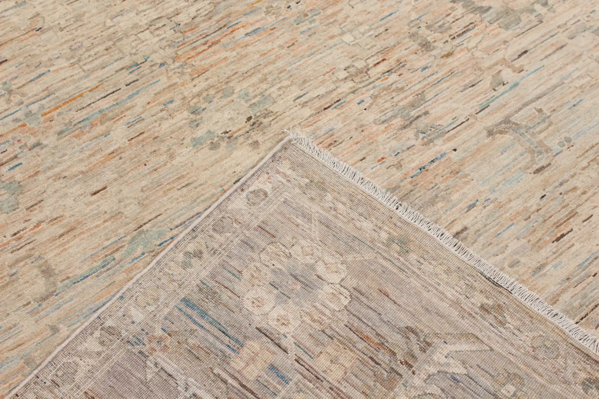 Sand Wool Rug with Delicate Floral Motifs, 311 × 250 cm, view 5.