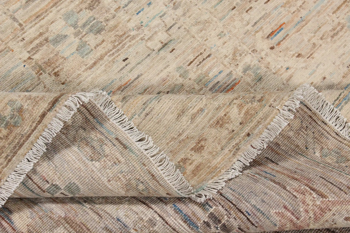 Sand Wool Rug with Delicate Floral Motifs, 311 × 250 cm, view 8.