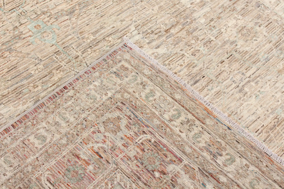 Pink-Beige Afghan Rug with Fine Patterning, 295 × 248 cm, view 5.