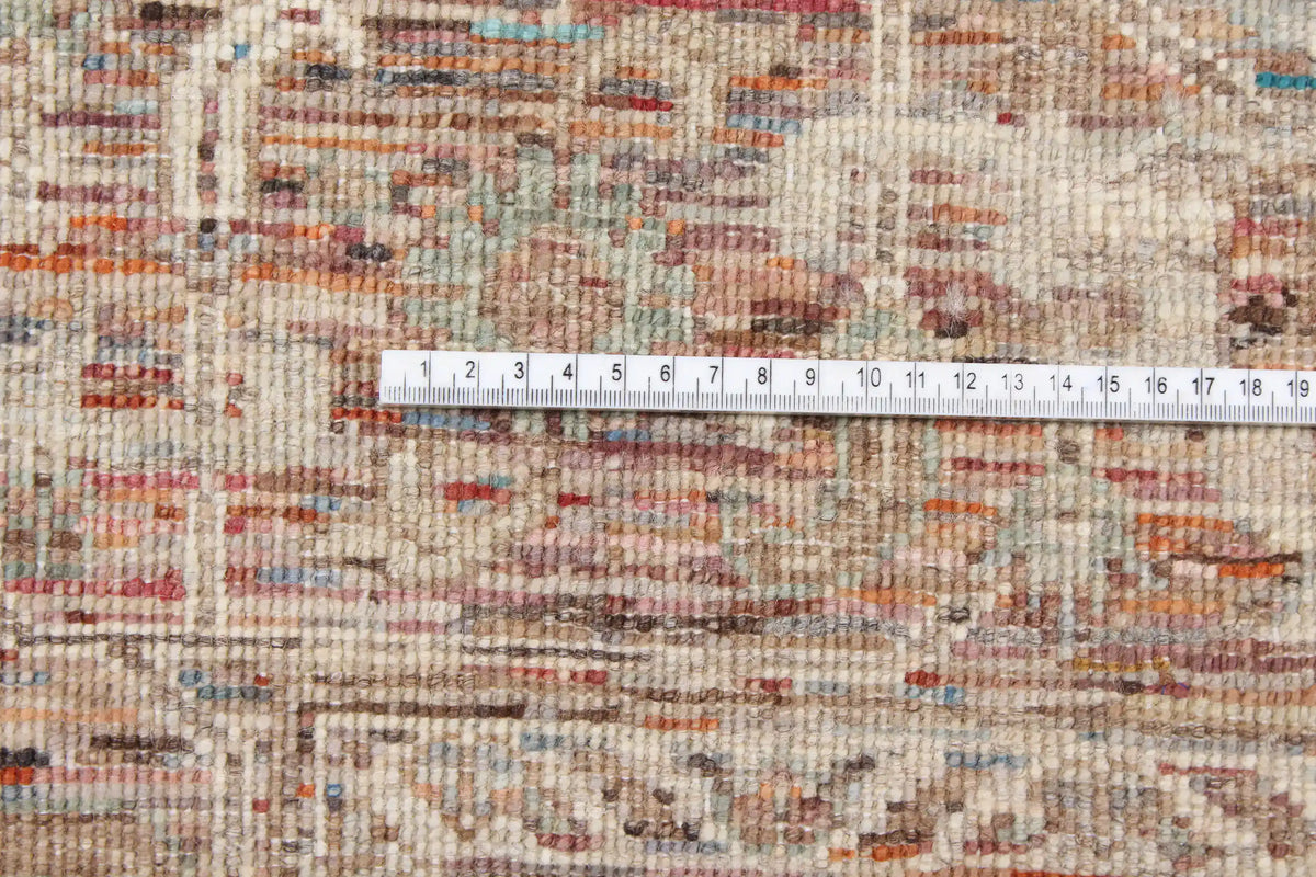 Pink-Beige Afghan Rug with Fine Patterning, 295 × 248 cm, view 6.