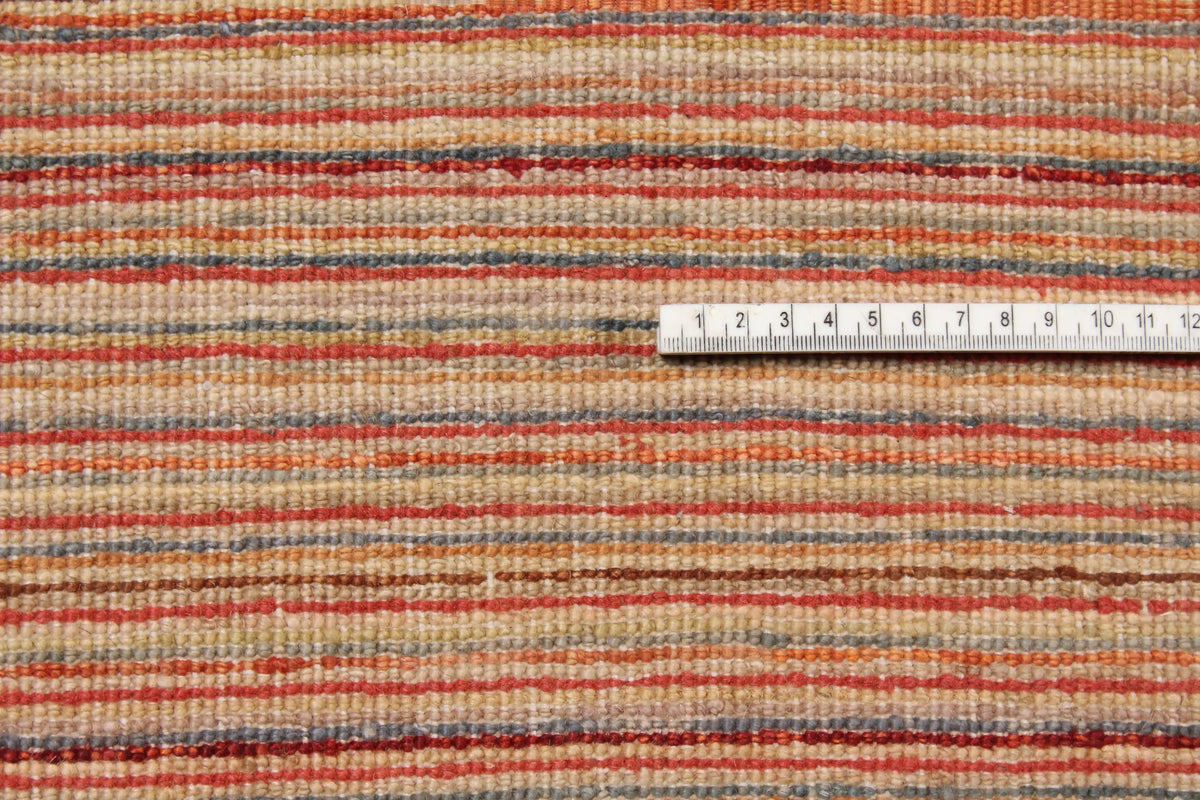 Wollteppich mit feinen Streifen in Rosa und Beige, 409 × 305 cm – Ansicht 7 des handgeknüpften Wollteppichs